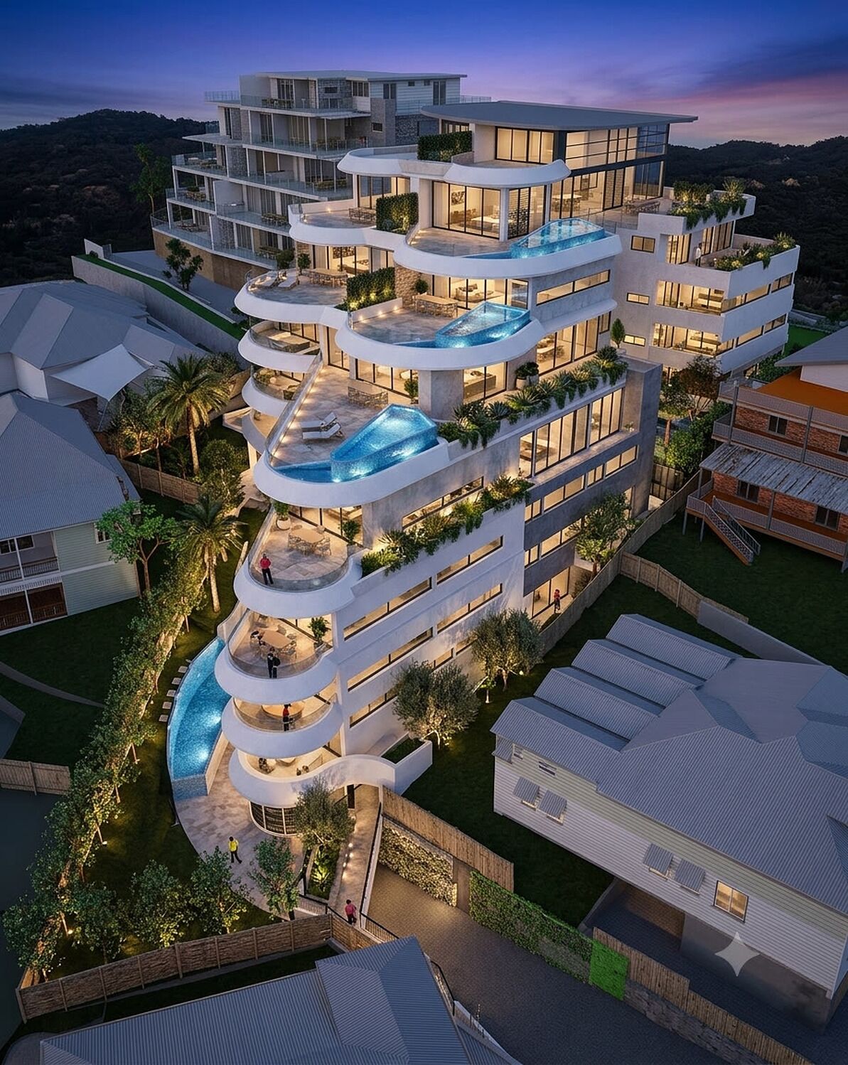 Vista Property development at dusk
